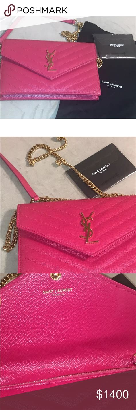 ysl wallet on chain small pink|ysl monogram chain wallet.